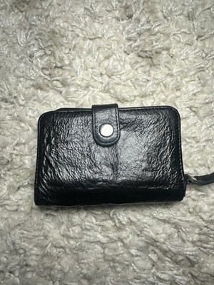 HOBO Black Bifold Compact Wallet Leather