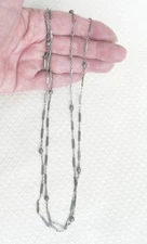 Antique 45" Sterling Filigree Necklace Fancy Lorgnette Chain