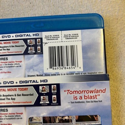 Tomorrowland Blu-ray + DVD 2015 George Clooney Brad Bird Disney