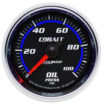 AutoMeter 6121 Cobalt 52mm 100 PSI Mechanical Oil Pressure Gauge
