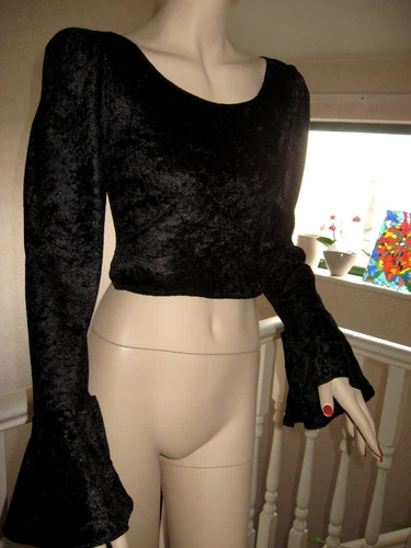 Black velvet  top sleeve drape red green purple Gothic Hippy Steampunkl