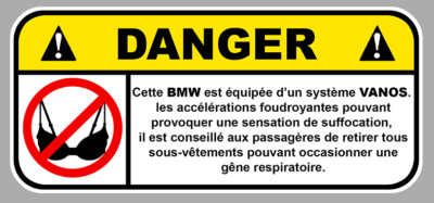 GEFAHR BMW VANOS BH JDM FUN AUFKLEBER STICKER 12cmX5,5cm DA166