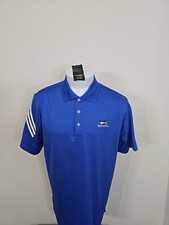 Adidas Mens Medium Blue White Short Sleeve Golf Polo Shirt New With Tags