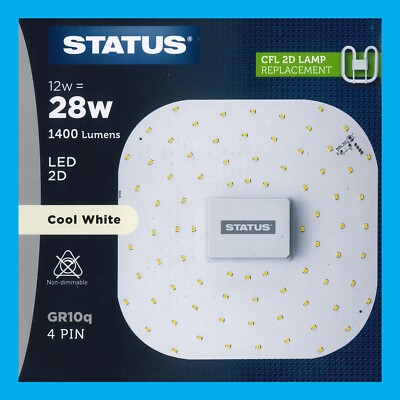 2x 12W =28W Ersatz LED GR10Q 4 Pin 4000K Kaltweiß 2D Glühbirne Doppel D