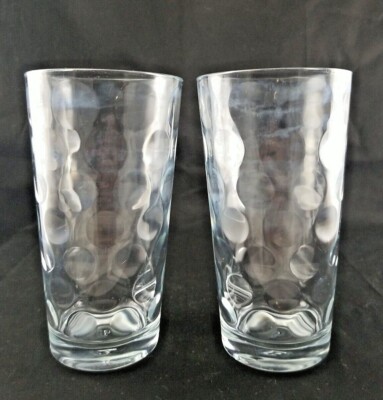 Pasabahce Tall Tumblers 6  Tall Optic Circles Dots 16oz Set Of 2