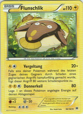 Pokemon Card Trading Card Game XY Turbo Start No. 56/162 Flunschlik German