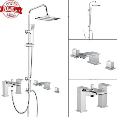 Wasserfall Bad Dusche Mischbatterie 3 Wege Eckig Dusche Starr Steigstufe 3 Loch Waschtischarmatur
