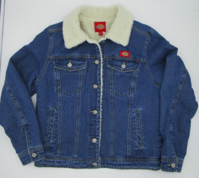DICKIES Sherpa Lined Fleece Denim Jean Trucker Jacket Women S