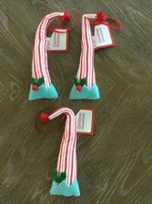 HOLIDAY STYLE Christmas Ornaments Elf Hats Striped Set Of 3