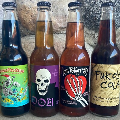 1990's Black Lemonade DOA Love Potion No. 69 Fuk ola Cola soda Pop bottles