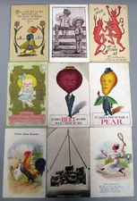 LOT (9) ANTIQUE PRE 1920s COMIC, HUMOROUS, CARTOON POSTCARDS, CONDITION AS SHOWN