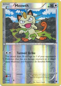 Meowth 74/124 XY Fates Collide REVERSE HOLO PERFECT MINT! Pokémon