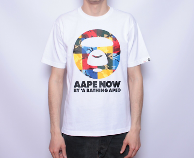 Aape Now By A Bathing Ape BAPE T Shirt Tee White Logo Mens size M 