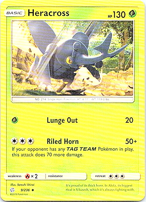Heracross 9/236 Pokemon Cosmic Eclipse Regular Light Play