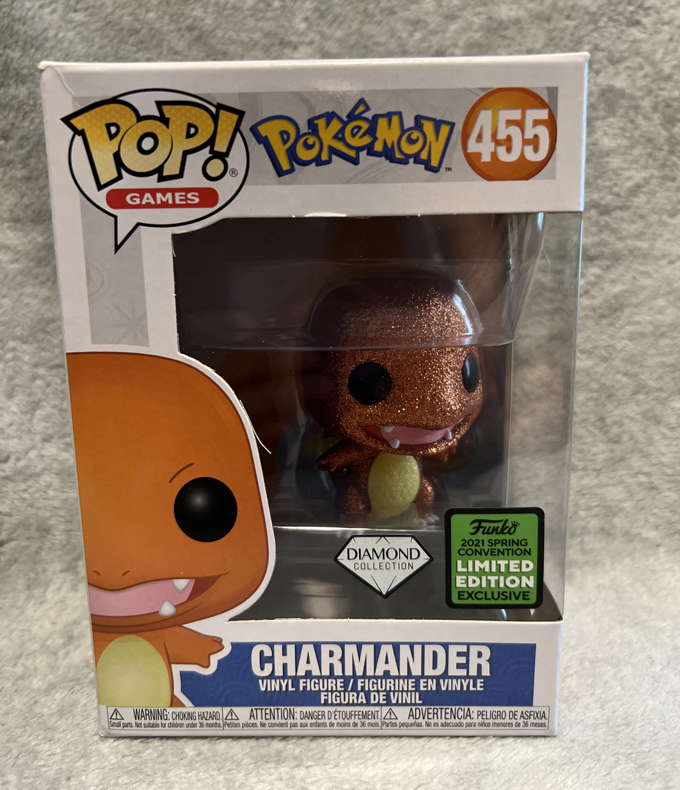 Funko Pop! Pokémon Charmander Diamond Collection 2021 Primavera Convención Le #455