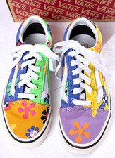 Vans Old Skool 36 DX Pyschedelic Flower Purple Pink Blue Yellow Women Size 6 US