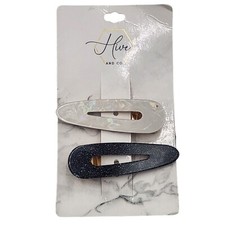 Hive and Co Barrettes Tension Womens Hair Clips Black  Pearl 402930 Plastic