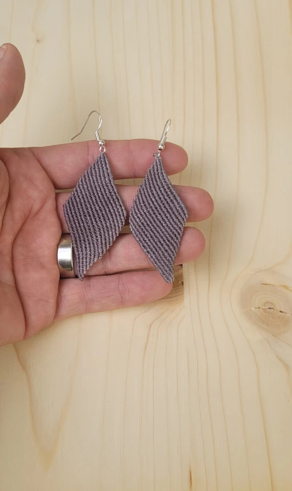 Hängende quadratische Ohrringe Handgemacht Makramee 13 FARBEN - Bild 3 von 4
