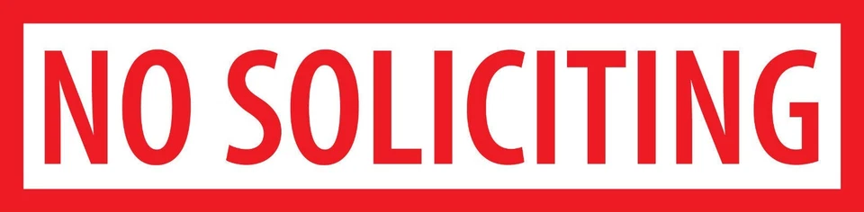 No Soliciting Sticker 4" Inches Door Sign Window Office Home No Pandering Anti