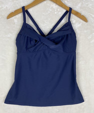 Athleta Underwire Tankini Womens 34 B/C Navy Drape Front adjustable straps Beach