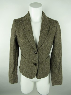 Banana Republic Women 4 Brown Printed Lined Tweed Button-Down Blazer Jacket | eBay