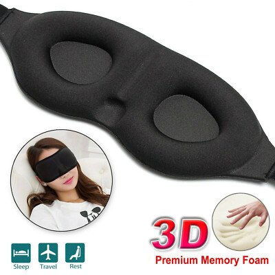 3D Schlafmaske Augenmaske Schlafbrille Lichtundurchlässig Blickdicht Schwarz