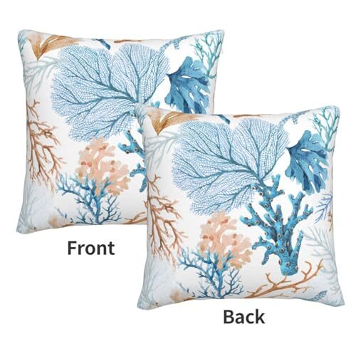 Nautical Coastal Blue Throw Pillow Covers 18x18 Set of 2 Beach Themed Ocean - Picture 2 of 7
