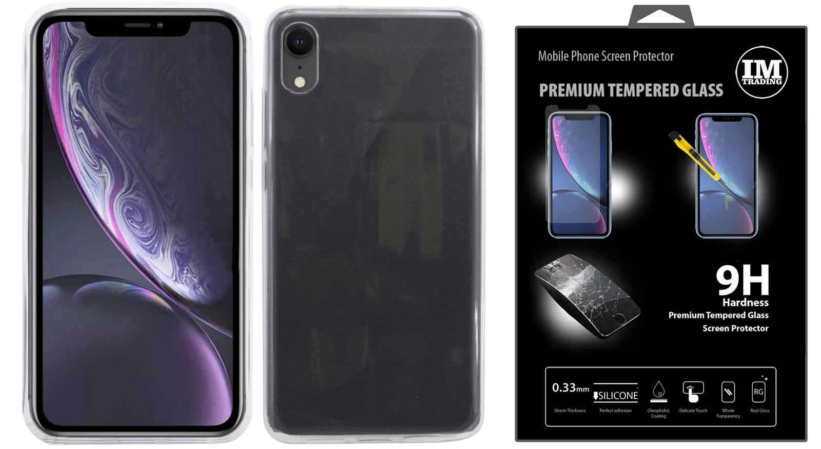 Удобный чехол для iPhone XR от компании Schutzhülle Gummi Glanz Cover + 9H SCHUTZGLAS Schutz