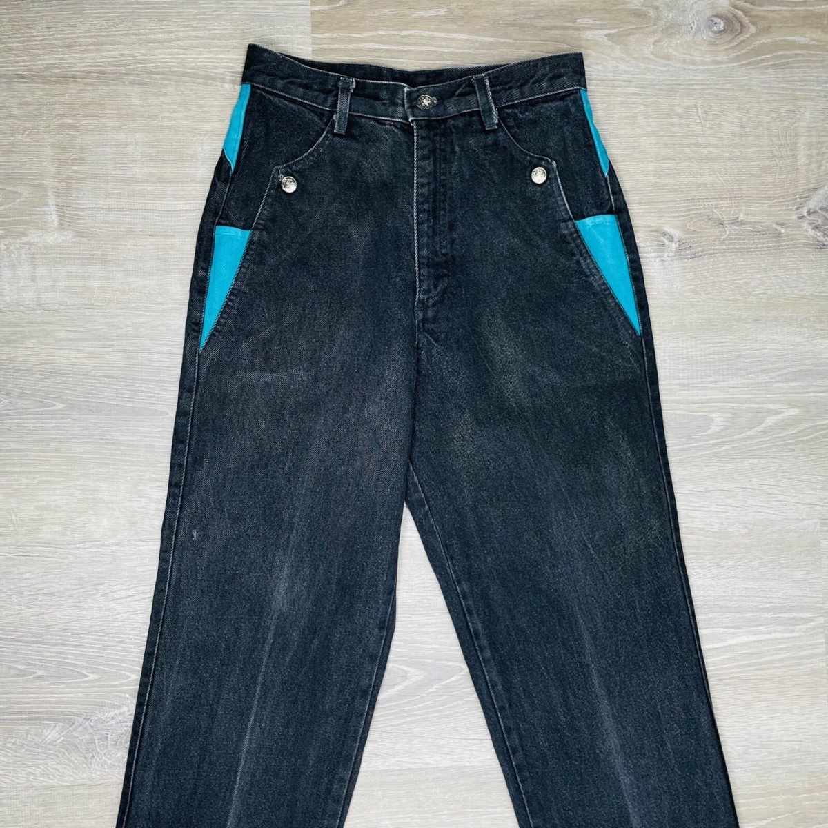 Vintage Roughrider 1980s Womens Western Color Block Denim Jeans 5