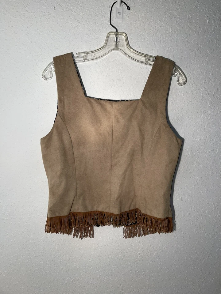 "Corsé hecho a mano de gamuza/gamuza sintética 19"" con flecos de cuero pecado x 20"" L Western" Foto 2 de 2