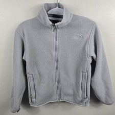 The North Face Fleece Jacket Girls Size S Light Blue Full Zip Outdoor Pockets