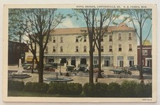 Vintage Postcard Hotel Braban Cartersville GA Main Street with Antique Cars