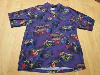 David Carey Originals Shirt XL Purple Jazz New Orleans Print Button Up FreeSH