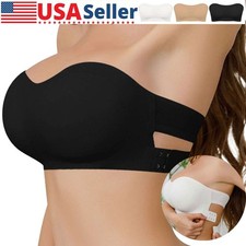 Women Padded Strapless Bras Stretch Seamless Bandeau Tube Top Bra Underwear S-XL