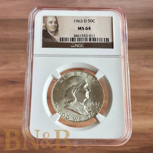 1963-D 50C MS64 NGC Franklin Half Dollar