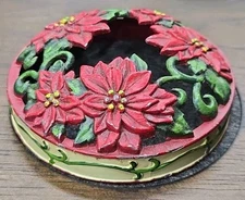 2003 Yankee Candle Christmas Large Jar Topper POINSETTIA ILLUMA-LID Holiday