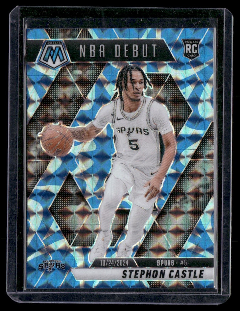 2024-25 Panini Mosaic #267 Stephon Castle Reactive Blue Mosaic