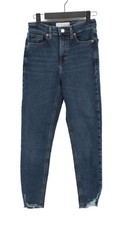 Topshop Women's Jeans W 25 in Blue Cotton with Elastane, Polyester Skinny