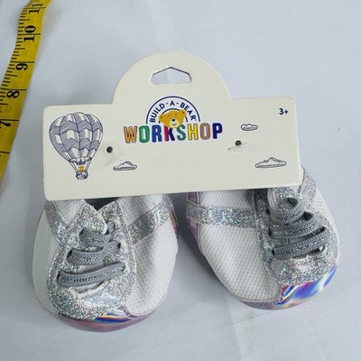 Build-A-Bear Workshop Silver & White Shoe Sneakers II JSKXIN 023513 New On Card