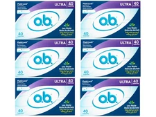 o.b. Tampons Ultra No Applicator, Unscented - 40ct Pack of 6