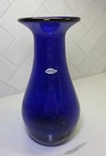 Vintage BLENKO Art Glass Vase Deep Cobalt Blue 9 3/4" High