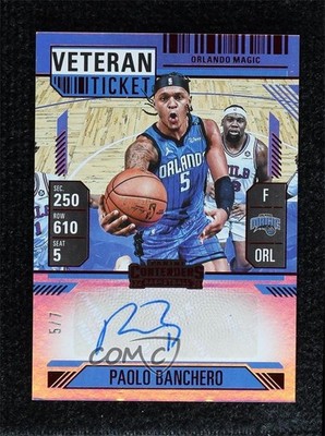 2024-25 Silhouette Veteran Ticket Season FOTL Red 5/7 Paolo Banchero Auto v9t
