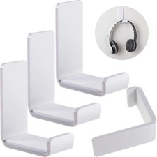 4 PCS White Headphone Hanger Headset Stand Holder Adhesive Wall Mount Acrylic