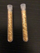 Gold Flakes Vials Lot of 2 24 KT 3.25 inches tall