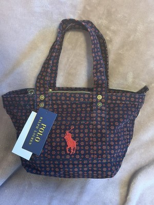 Polo Ralph Lauren Big Pony Corduroy Mini Tote Bag Newport Navy/Red