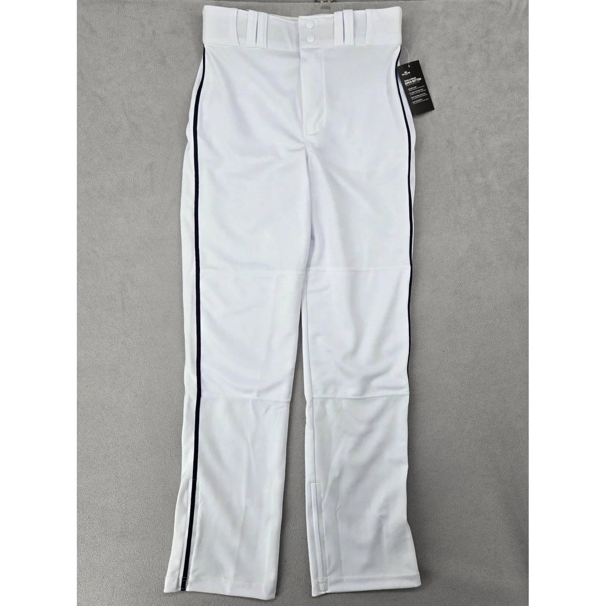 Champro Jugend neu mit Etikett XL Baseballhose dreifache Krone unten offen weiß marineblau gestreift
