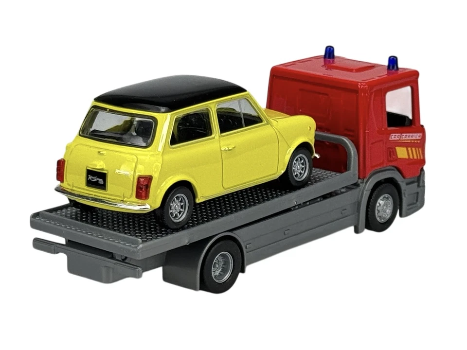 WELLY SCANIA P320 FLATBED 1:57 + MINI COOPER 1300 1:43 DIE CAST NEW BOX 92662 - Bild 2 von 4