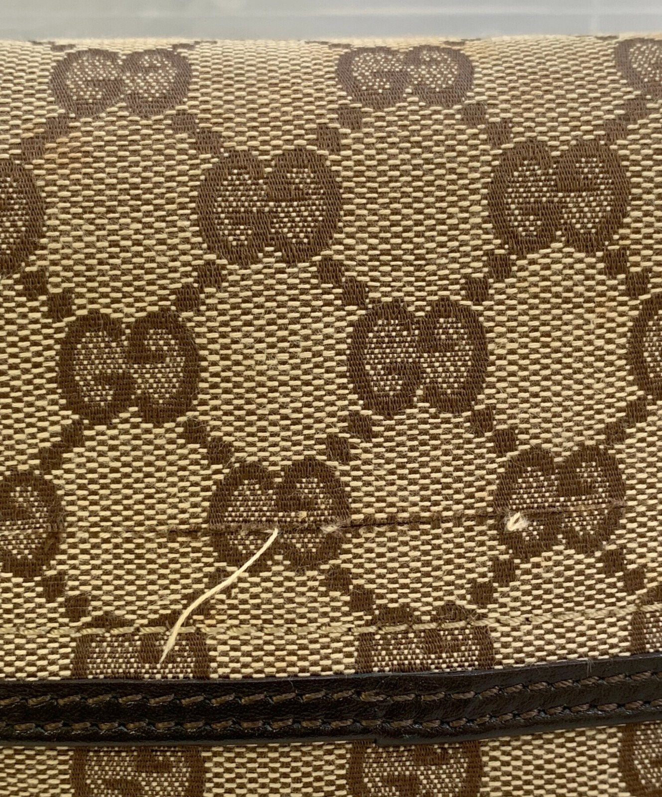 GUCCI GG Canvas Shoulder Bag Beige Leather Trim Italy Model 92543 SN2581 thumbnail 24