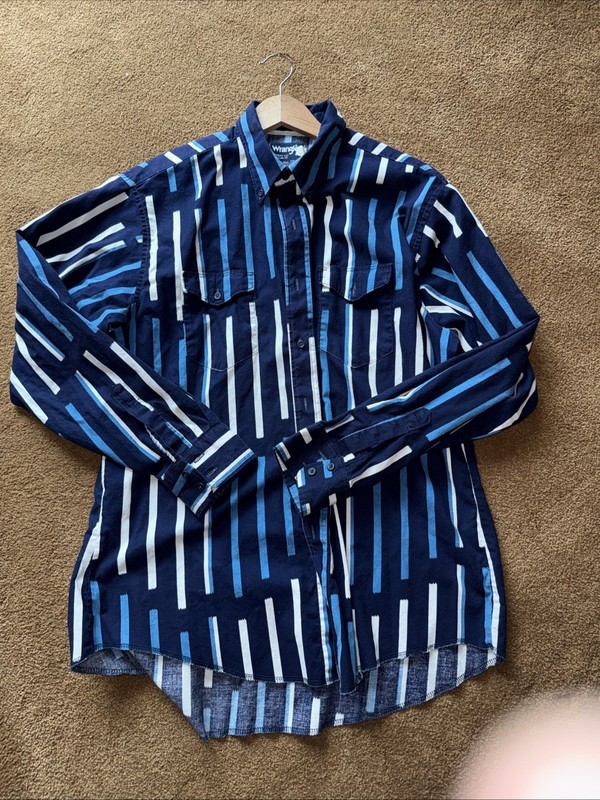 Vintage Wrangler Brushpopper Men’s Shirt Extra Long Tails 17.5x35