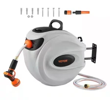 VEVOR Retractable Hose Reel Water Hose Reel 100'x1/2" 180° Swivel Wall-Mounted